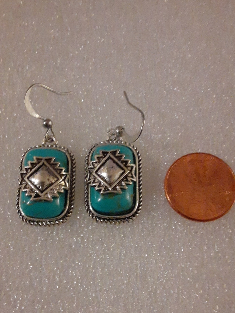Turquoise Stone Silver-Accent Geometric Drop Earrings - Women Jewelry